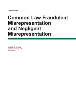 Common Law Fraudulent Misrepresentation and Negligent Misrepresentation