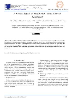 A Review Report on Traditional Textile Wears in Bangladesh