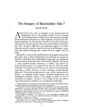 The Imagery of Bacchylides' Ode 5 Jacob Stern