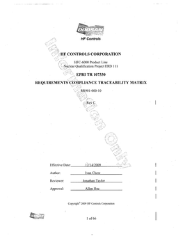 EPRI TR 107330, "Requirements Compliance Traceability Matrix,"