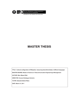 Master Thesis