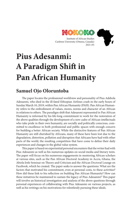 Pius Adesanmi: a Paradigm Shift in Pan African Humanity