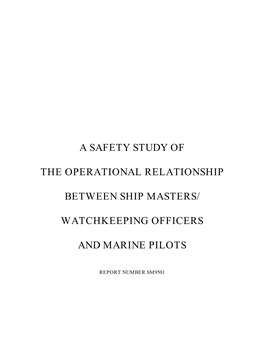 Watchkeeping Officers and Marine Pilots