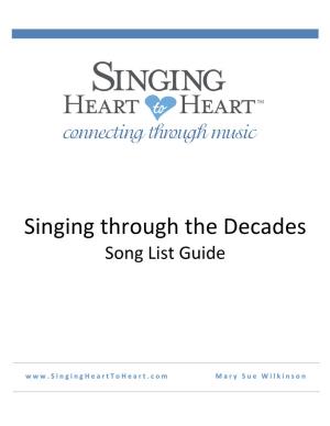Singing Through the Decades Song Guide