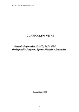 CURRICULUM VITAE Antonis Papoutsidakis MD, Msc, Phd