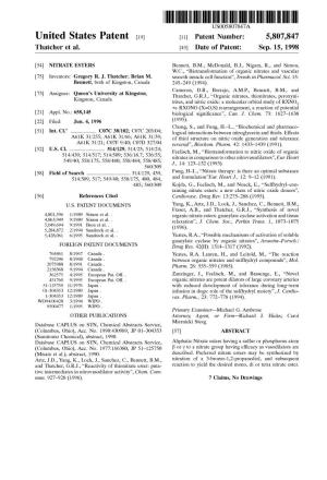 United States Patent (19) 11 Patent Number: 5,807,847 Thatcher Et Al