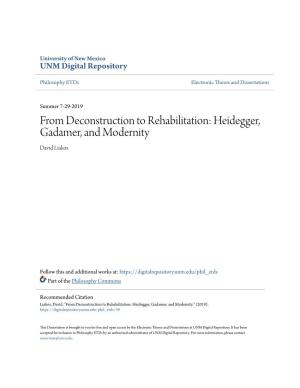 Heidegger, Gadamer, and Modernity David Liakos