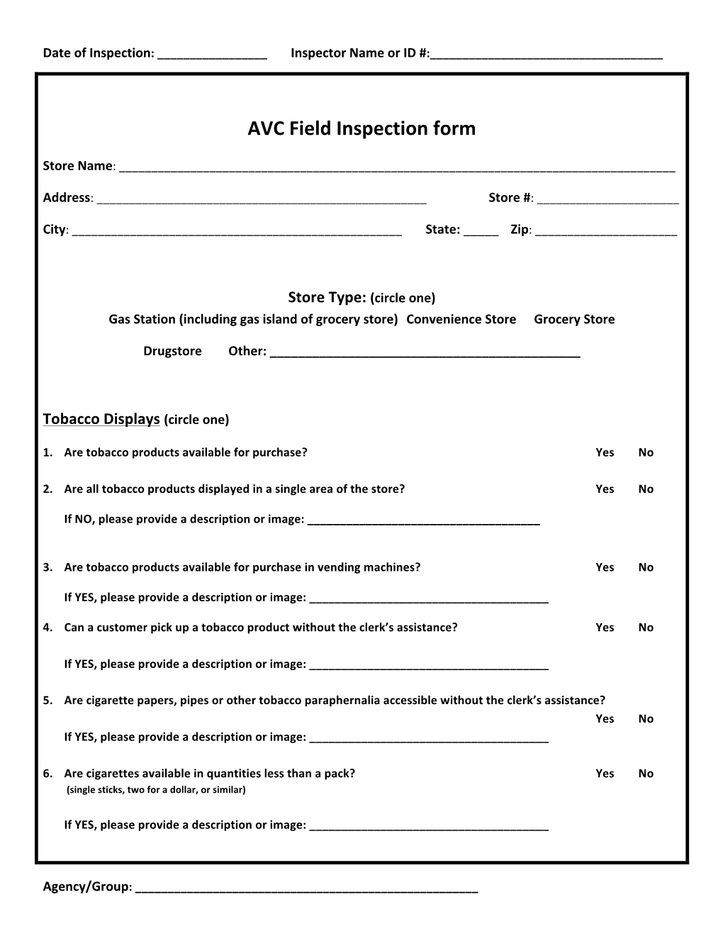 AVC Field Inspection Form