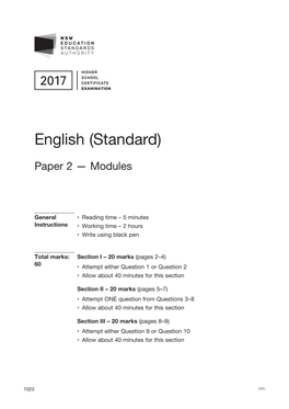 2017 HSC English (Standard) Paper 2