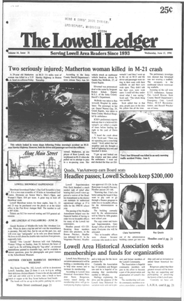 Matherton Woman Killed in M-21 Crash V Headlee Passes