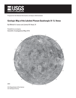 Geologic Map of the Lakshmi Planum Quadrangle (V–7), Venus