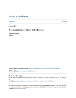 Neozapatismo As History and Influence