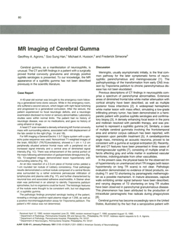 MR Imaging of Cerebral Gumma