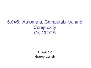 6.045J Lecture 12: Complexity Theory