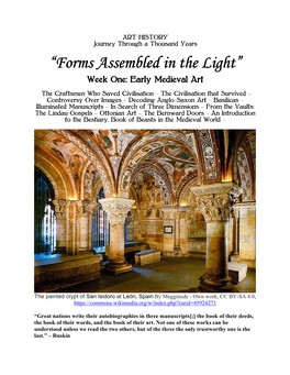 “Forms Assembled in the Light” Week One: Early Medieval Art
