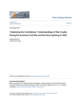 "Indianizing the Confederacy": Understandings of War Cruelty During the American Civil War and the Sioux Uprising of 1862