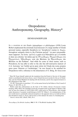 Anthroponomy, Geography, History*