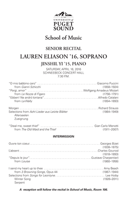 Lauren Eliason '16, Soprano