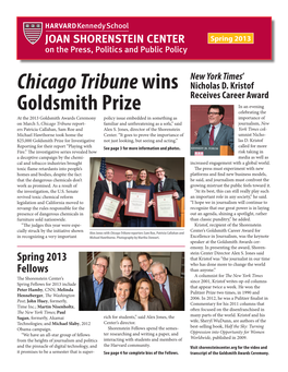Chicago Tribunewins Goldsmith Prize
