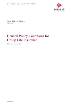 General Policy Conditions for Group Life Insurance