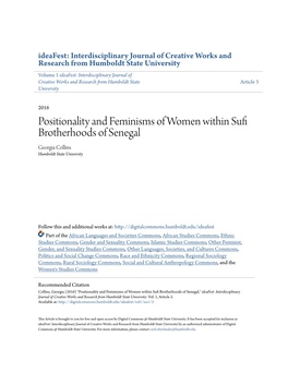 Positionality and Feminisms of Women Within Sufi Brotherhoods of Senegal Georgia Collins Humboldt State University
