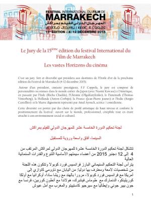 Le Jury De La 15Ième Édition Du Festival International Du Film De Marrakech