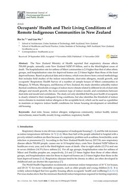 Occupants' Health and Their Living Conditions of Remote Indigenous