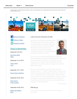 Letter from the President & CEO IPW Recap Subscribe