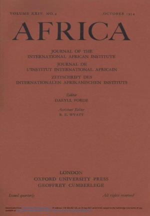 Journal of the International African Institute Journal De L'institut International Africain Zeitschrift Des Internationalen Afrikanischen Instituts