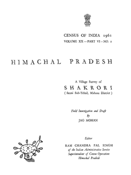 Shakrori, Village Survey Of, Part-VI-No-2, Vol-XX, Himachal