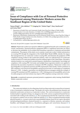 Issue of Compliance with Use of Personal Protective Equipment Among Wastewater Workers Across the Southeast Region of the United States