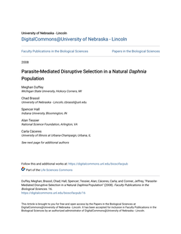 Parasite-Mediated Disruptive Selection in a Natural Daphnia Population