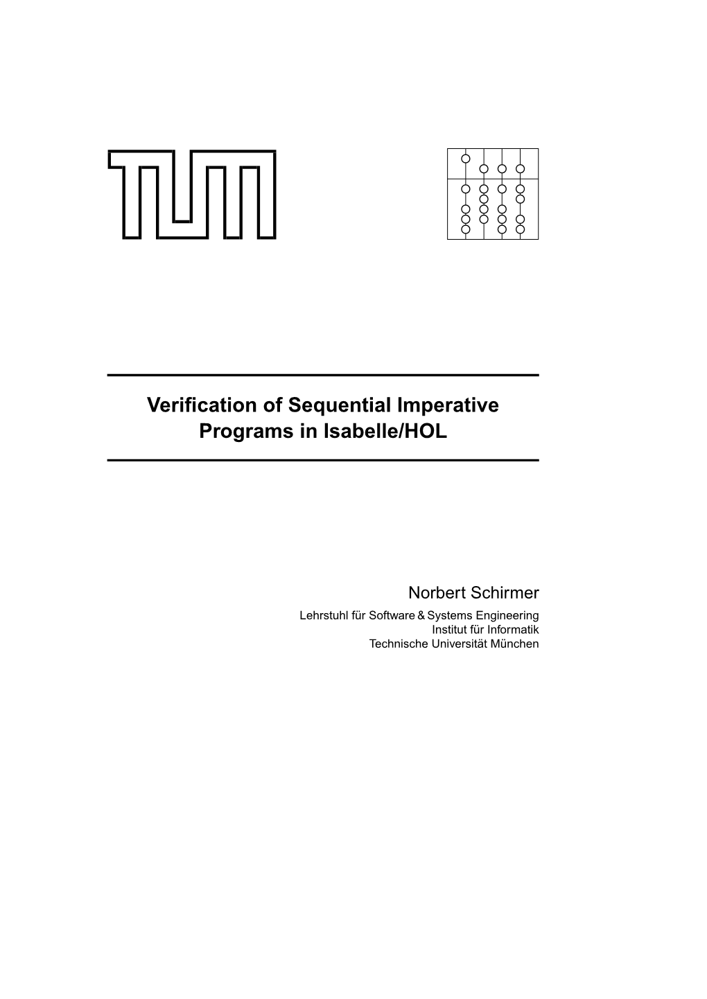 Verification of Sequential Imperative Programs in Isabelle/HOL