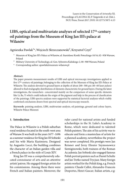 LIBS, Optical and Multivariate Analyses of Selected 17Th-Century Oil Paintings from the Museum of King Jan III’S Palace at Wilanów