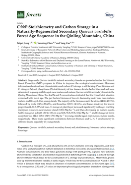 C:N:P Stoichiometry and Carbon Storage in a Naturally-Regenerated Secondary Quercus Variabilis Forest Age Sequence in the Qinling Mountains, China