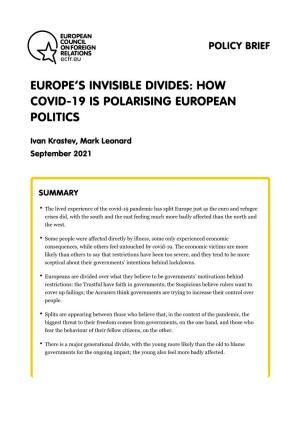 Europe's Invisible Divides: How Covid-19 Is Polarising European