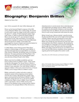 Biography: Benjamin Britten