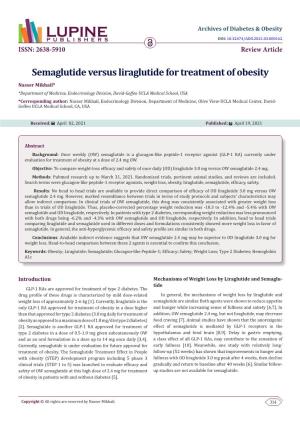 Semaglutide Versus Liraglutide for Treatment of Obesity