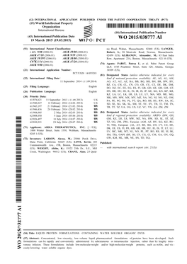 WO 2015/038777 Al 19 March 2015 (19.03.2015) P O PCT