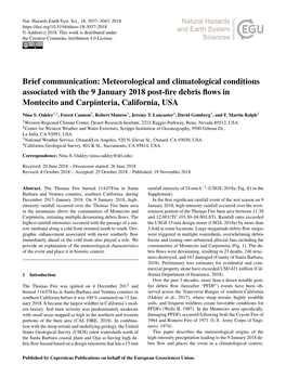 Brief Communication: Meteorological and Climatological Conditions