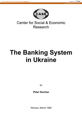 The Banking System in Ukraine