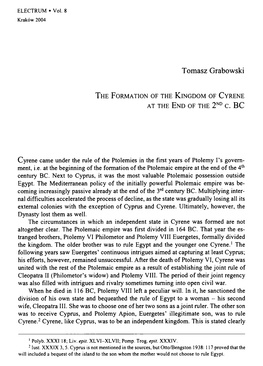 The Formation of the Kingdom of Cyrene at the End of the 2Nd C. BC