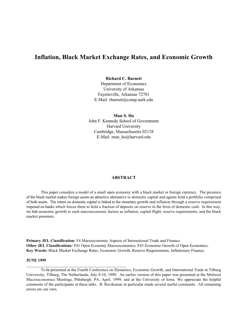 Inflation, Black Market Exchange Rates, and Economic Growth