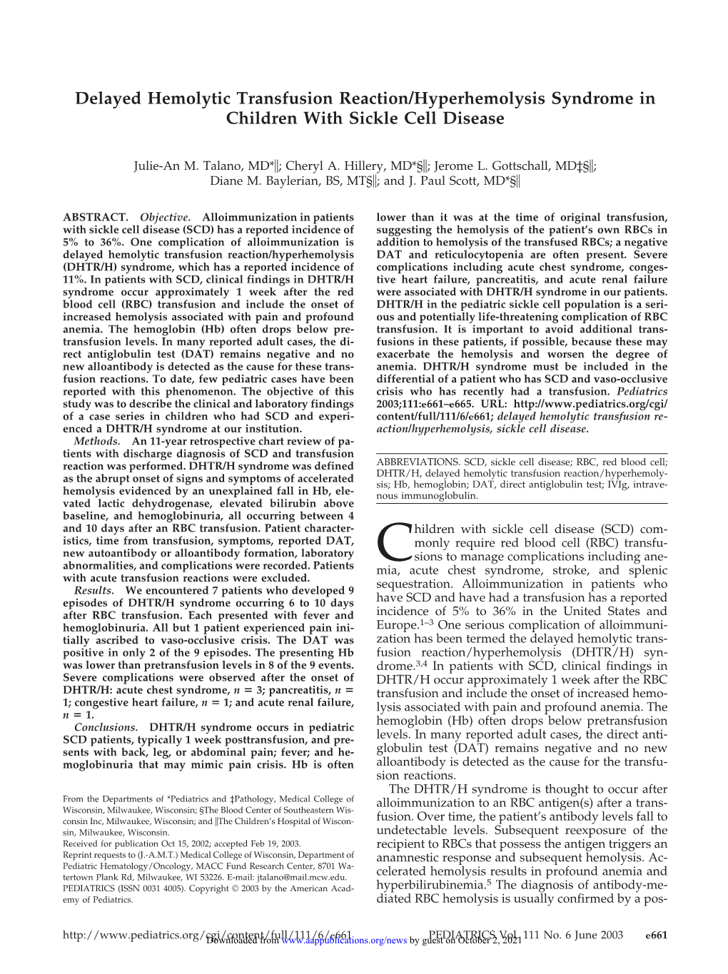 Delayed Hemolytic Transfusion Reaction/Hyperhemolysis Syndrome in ...