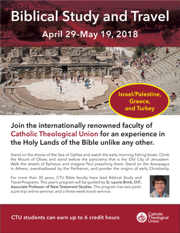 Biblical Study and Travel April 29–May 19, 2018