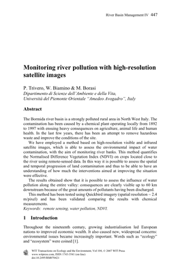Monitoring River Pollution with High-Resolution Satellite Images
