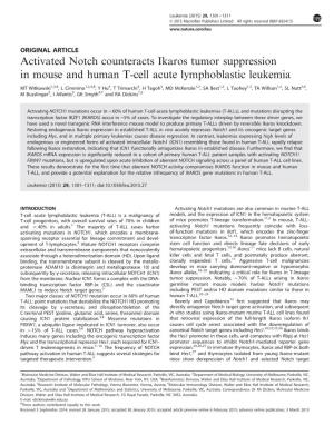 Activated Notch Counteracts Ikaros Tumor Suppression in Mouse and Human T-Cell Acute Lymphoblastic Leukemia