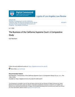 The Business of the California Supreme Court: a Comparative Study