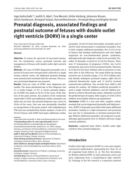 Prenatal Diagnosis, Associated Findings and Postnatal Outcome Of