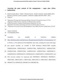 Assessing the Gene Content of the Megagenome: Sugar Pine (Pinus Lambertiana)